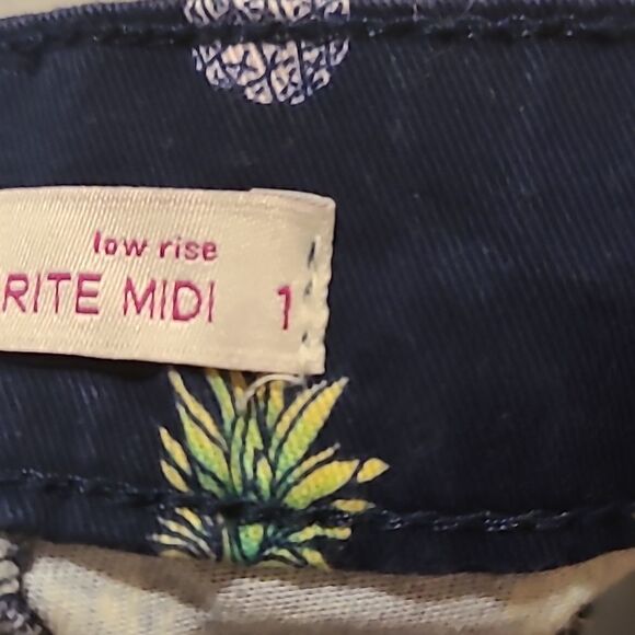 SO lowrise favorite Midi womens navy blue pineapple cotton shorts size 1 - Picture 4 of 5